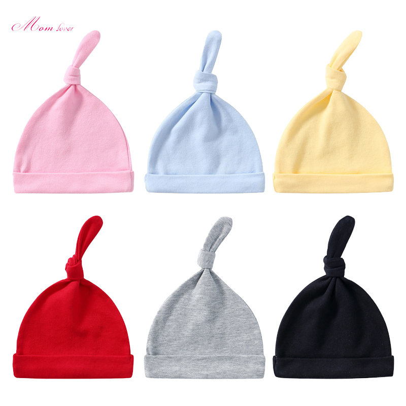 Cappello a maglia di cotone a colori solidi per neonati