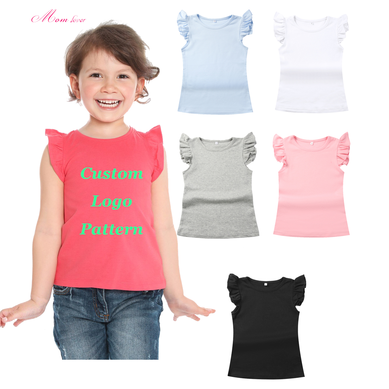 T-shirt arruffato per cuffia camicia estiva in bianco magliette a maniche corte per ragazze