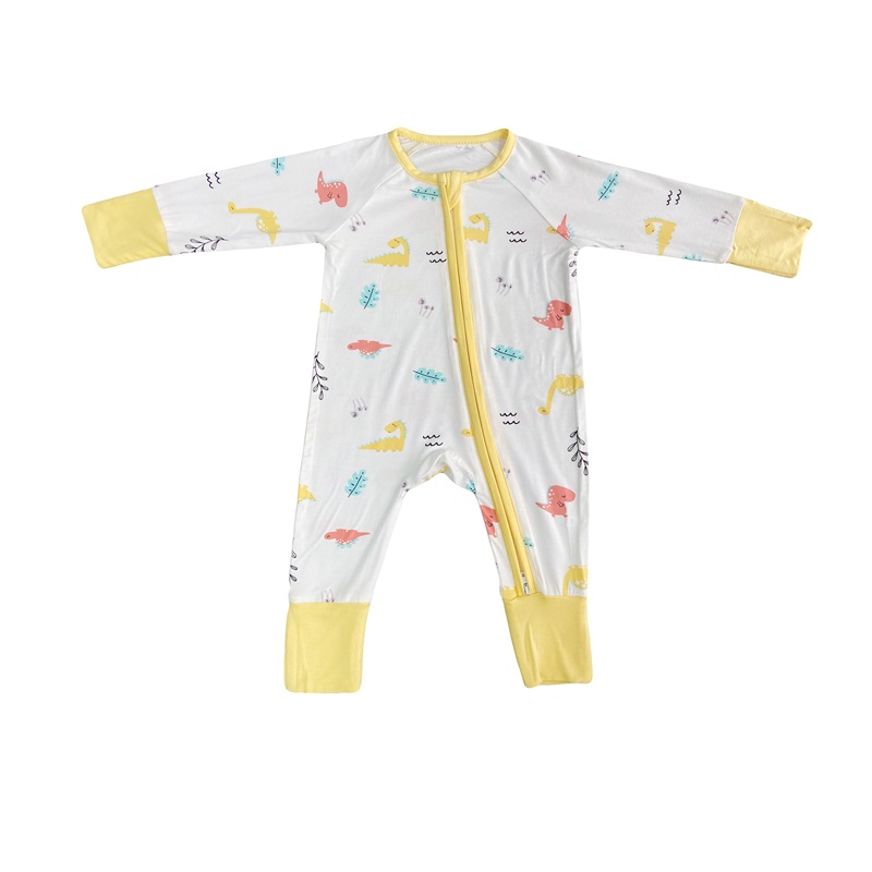 Bamboo Baby Rompers Zipper Footie Pajamas convertibile pagliaccetto
