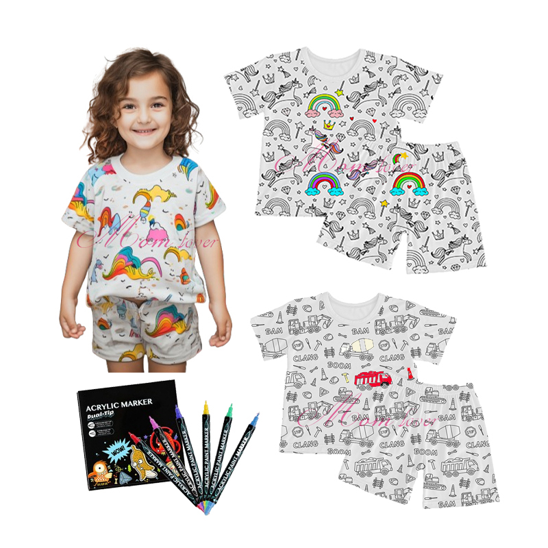 Bambini cartone animato graffiti Pajamas da colorare fai -da -te set di pajiama