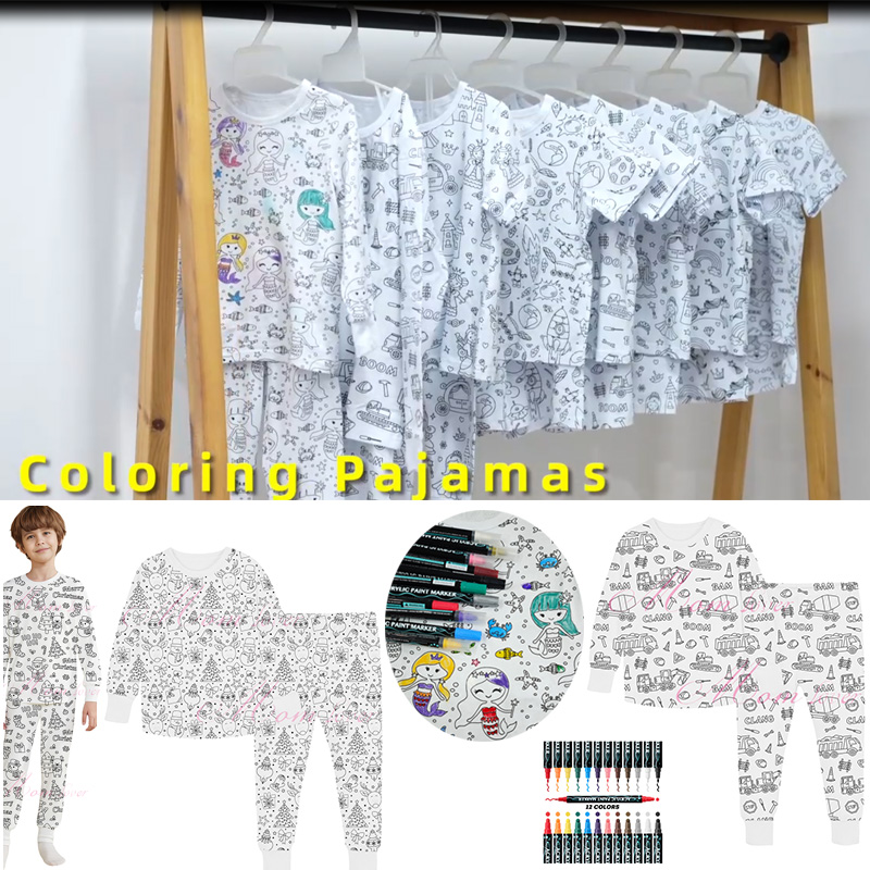 Kids da colorare di pigiama set 3-8 anni GIRS GIRS PAJAMAS