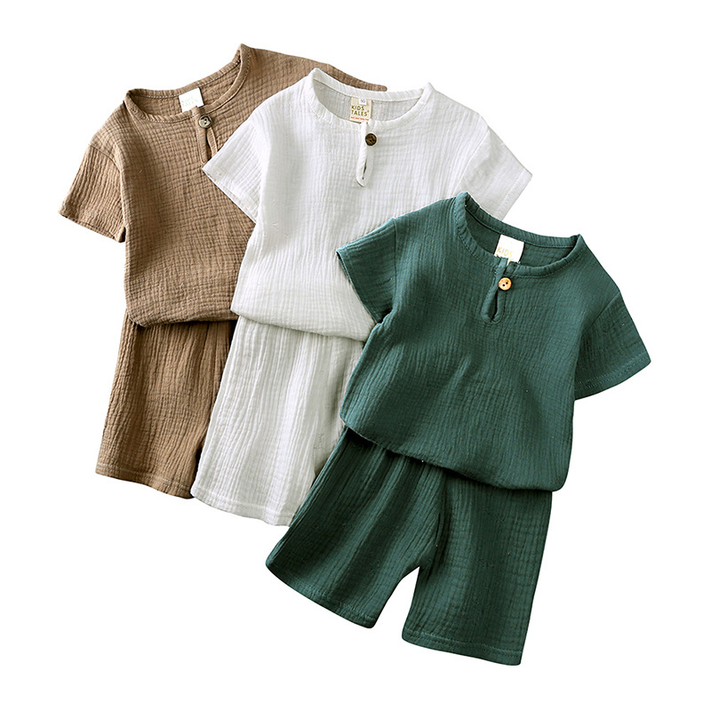 Outfit mussola per bambini che si trova a scollatura rotonda manica corta